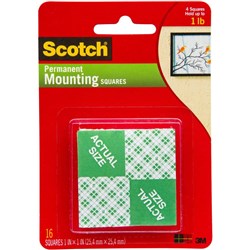111 SCOTCH HEAVY DUTY FOAM MOUNTING SQUARES 16 SQUARES 25.4 x 25.4 MM