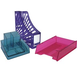 ITALPLAST DESK ORGANISER TINTED BLUE - SQUARE