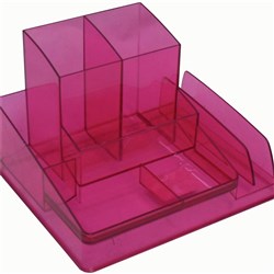 ITALPLAST DESK ORGANISER TINTED PINK - SQUARE