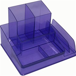ITALPLAST DESK ORGANISER TINTED PURPLE - SQUARE