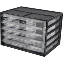 ITALPLAST A4 DOCUMENT CABNET 5 Drawer Black/Clear