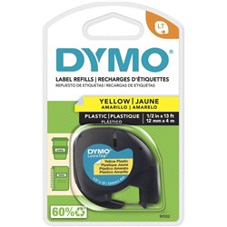 DYMO LETRATAG TAPE 12MMX4M HYPER YELLOW 91202