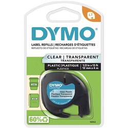 DYMO TAPE FOR LETRATAG 16952 PLASTIC BLK ON CLEAR 12267