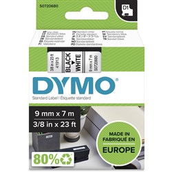 DYMO LABELLING TAPE D1 9MM X 7M SD40913 BLACK ON WHITE