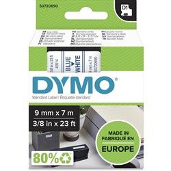 DYMO D1 9MMX7M BLUE ON WHITE SD40914