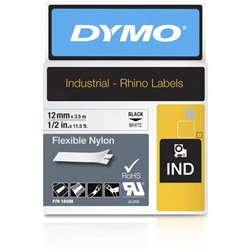 DYMO RHINO INDUSTRIAL LBL TAPE Flexible Nylon 12mmx3.5m White