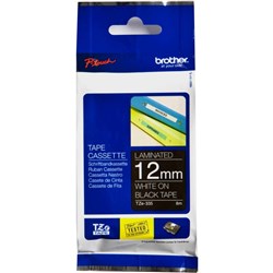 BROTHER TZE335 PTOUCH TAPE 12MMx8M WHITE ON BLACK