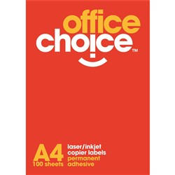 OFFICE CHOICE LASER LABELS Inkjet/Copier 65 UP 38.1x21.2 Box of 100