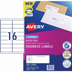 AVERY 16 LABEL A4 L7162 BOX 100