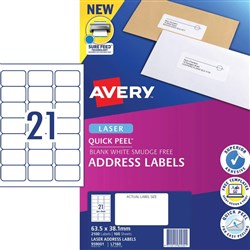 AVERY 21 LABELS A4  L7160 BOX 100