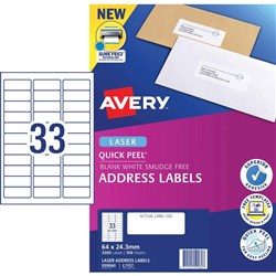 AVERY LASER LABEL L7157 PERMANENT 33 PER SHEET