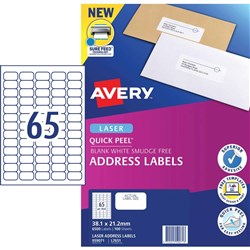 AVERY LASER LABEL L7651 BOX 100 65 PER SHEET 959071