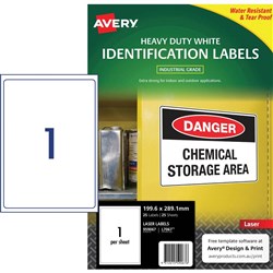 AVERY HEAVY DUTY LASER LABEL L76067 1 TO A PAGE PK25