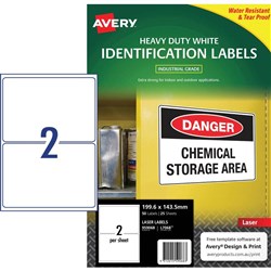 AVERY HEAVY DUTY LASER LABELS 2 L/P/Sht  L7068