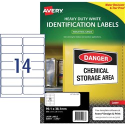 AVERY HEAVY DUTY LASER LABELS L7063 14 L/P/Sht PKT 25