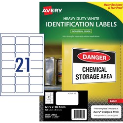 AVERY HEAVY DUTY LASER LABELS L7060 21 L/P/Sheet 959064 PK25