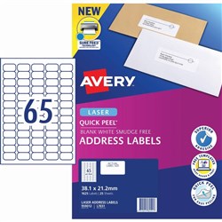 AVERY LASER LABEL L7651 PACK 25 MINI ADDRESS 65 PER SHEET 959012