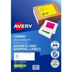 AVERY FLOURO GREEN LABELS 14 UP L7163FG