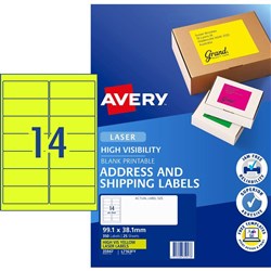 AVERY FLOURO  YELLOW LABELS 14 UP