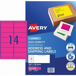 AVERY FLOURO PINK LABELS 14 UP