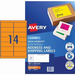 AVERY FLOURO ORANGE LABELS 14 UP