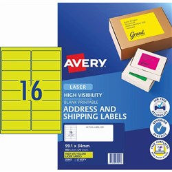 AVERY FLURO YELLOW LABELS L7162 16 UP