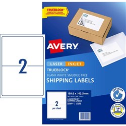 AVERY INTERNET SHIPPING LABELS L7168 2L/P/Sht 199.6x143.5mm Pack of 10 Laser Labels