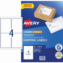 AVERY INTERNET SHIPPING LABELS L7169 4L/P/Sht 99.1x139mm Pack of 40 Laser Labels