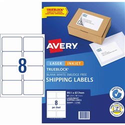 AVERY INTERNET SHIPPING LABELS L7165 8L/P/Sht 99.1x67.7mm Pack of 80 Laser Labels