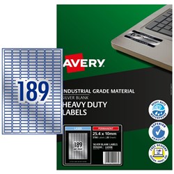 AVERY LABEL L6008 189 PER SHT SILVER HEAVY DUTY L6008 PK 20