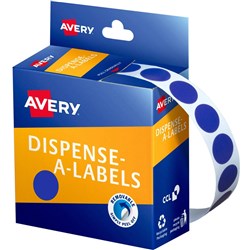 AVERY REMOVABLE DISPENSER LABELS 14MM ROUND BLUE PACK OF 1050