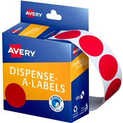 AVERY LABEL RED DISP 937243 DMC 24R RED CIRCLE DOTS