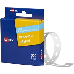 AVERY RING REINFORCEMENTS DISPENSER PACK 500 934241 CLEAR