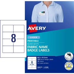 AVERY L4784 FABRIC NAME LABELS 8/Sht 86.5x55.5 Acetate Silk