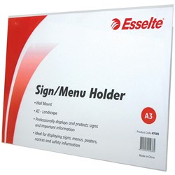 Menu Sign Holder Wall Mount A3 L/S clear