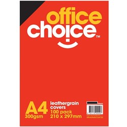 BINDING COVER L/GRAIN BLACK A4 350 GSM OFFICE CHOICE 525187