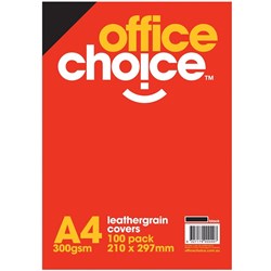 BINDING COVER L/GRAIN BLACK A4 350 GSM OFFICE CHOICE