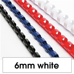 REXEL BINDING COMB 6mm 21Loop 25Sht Cap White