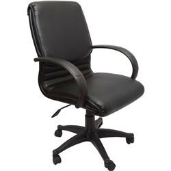 OFFICE EXECUTIVE CLEO CHAIR MEDIUM BACK 120KG WEIGHT RATE BLACK PU FIXED LOOP ARMS
