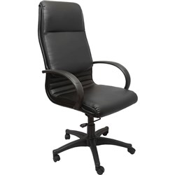 OFFICE EXECUTIVE CLEO CHAIR HIGH BACK 120KG WEIGHT RATE BLACK PU FIXED LOOP ARMS