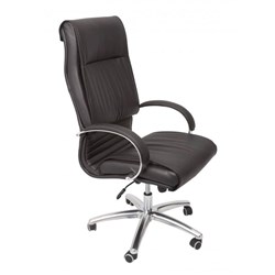 Large Executive CL820 Chair Chrome Based Padded Arms 130KG RATE Black PU Upholstery