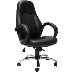 OFFICE EXECUTIVE CLEO CHAIR HIGH BACK 120KG WEIGHT RATE PU & MESH BLACK FIXED ARMS