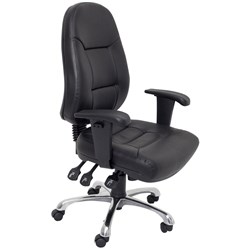 OFFICE CHAIR HIGH BACK PU300 4 L GAS LIFT ADJUSTABLE ARMS 130KG WEIGHT RATE PU BLACK