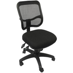 OFFICE MESH CHAIR EM300 MEDIUM BLACK BACK 110KG WEIGHT RATE BLACK FABRIC SEAT
