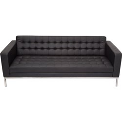 OFFICE RECEPTION LOUNGE CHAIR VENUS 3 SEATER S/STEEL FRAME 375KG WEIGHT RATE BLACK PU