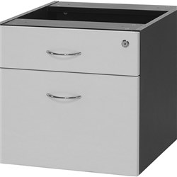 LOGAN FIXED PEDESTAL 1Std&1F Drawer White & Ironsto flat pack