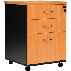 LOGAN MOBILE PEDESTAL 2Pen &1F Drawer Beech&Ironstone