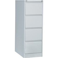 GO 4 DRAWER FILING CABINET 1321MMH X 460MMW X 620MMD SILVER GREY
