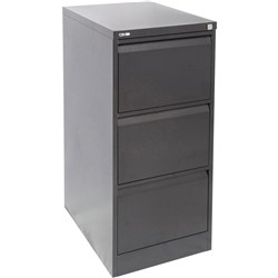 GO 3 DRAWER FILING CABINET 1016MMH X 460MMW X 620MMD ASSEMBLED BLACK RIPPLE