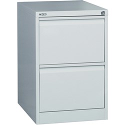 GO 2 DRAWER FILING CABINET 705MMH X 460MMW X 620MMD ASSEMBLED SILVER GREY